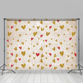 Aperturee - Aperturee Golden Red Heart Pattern Valentines Day Backdrop
